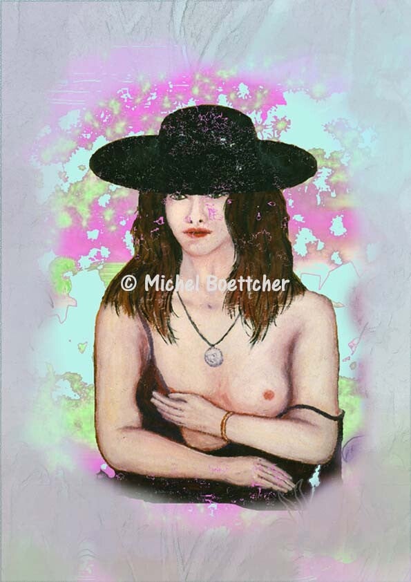 Patou au chapeau noir