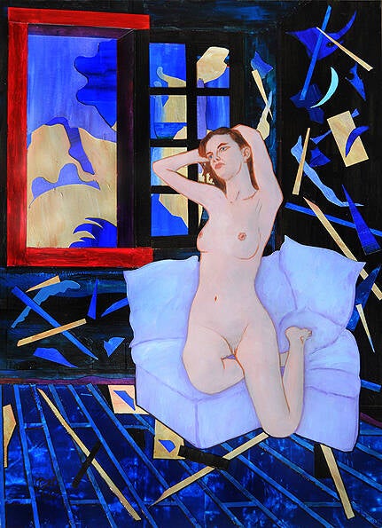 2023 004 Anaïs dans la chambre Bleue, 30x40cm, encadré 40x50 cm