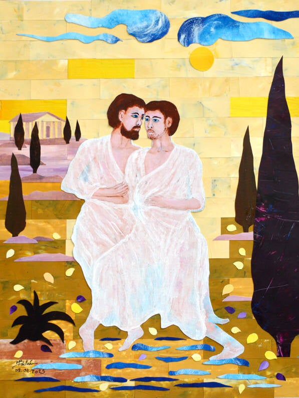 2025 023 &quot;Zeus &amp; Ganymède&quot; 30 x 40 cm., encadré  40 x 50 cm