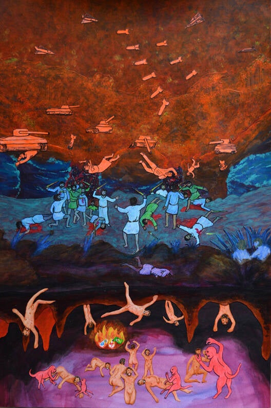 2025 028 Guerres de religions 40 x 60cm, encadré 50 x 70cm 