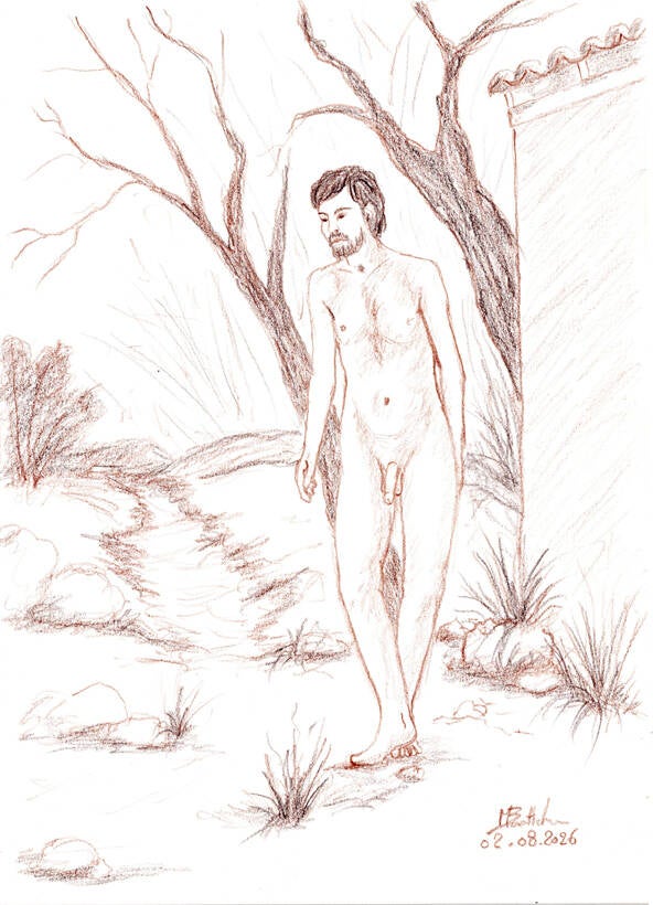 2026 030, nu en extérieur, 21 x 29 cm