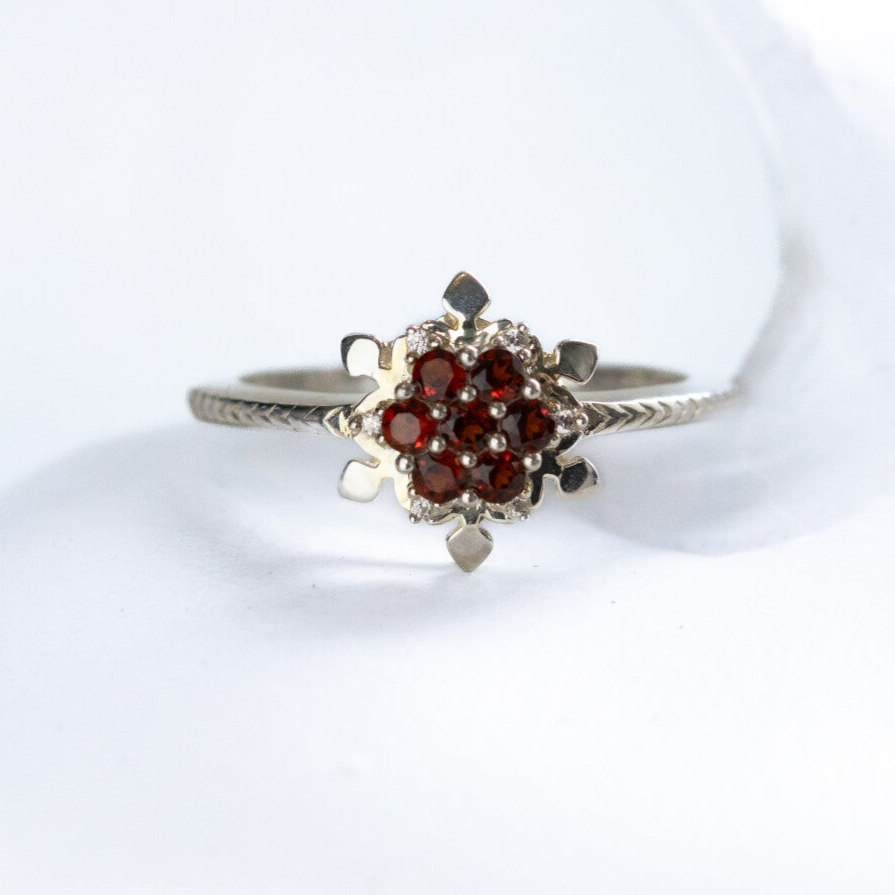 Silver Garnet Snowflake