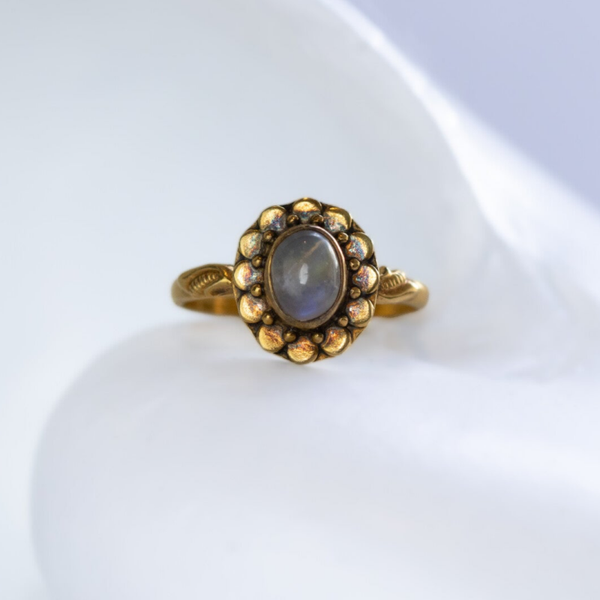Silver labradorite flower