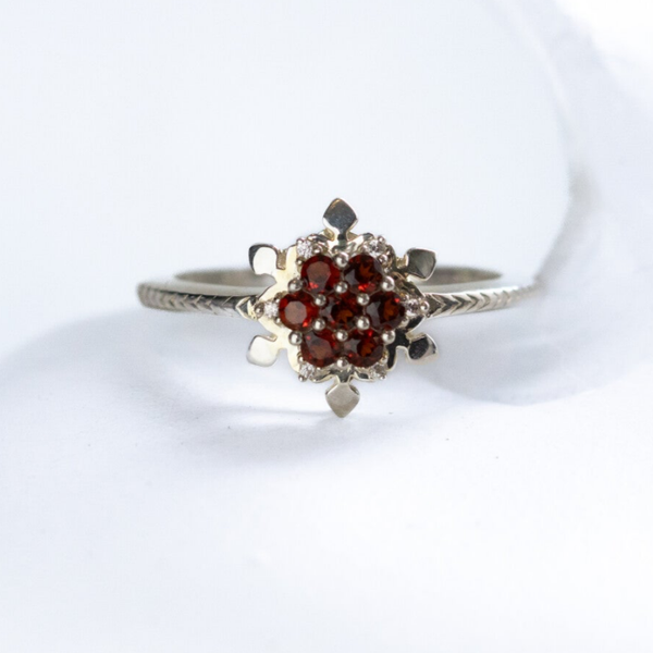 Silver Garnet Snowflake