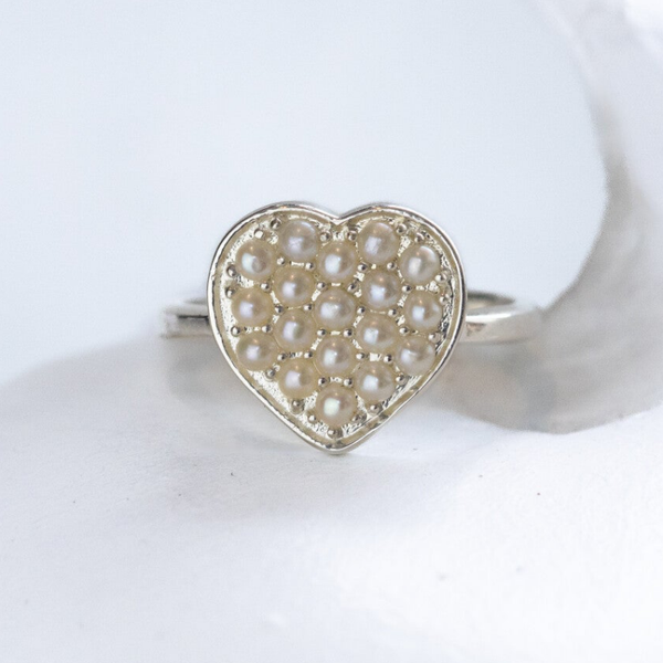 Silver Pearl Heart