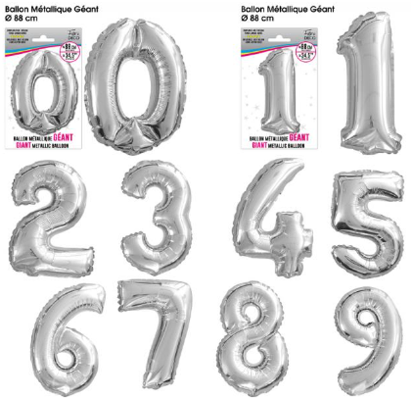 Ballon métalliques 88cm Chiffre