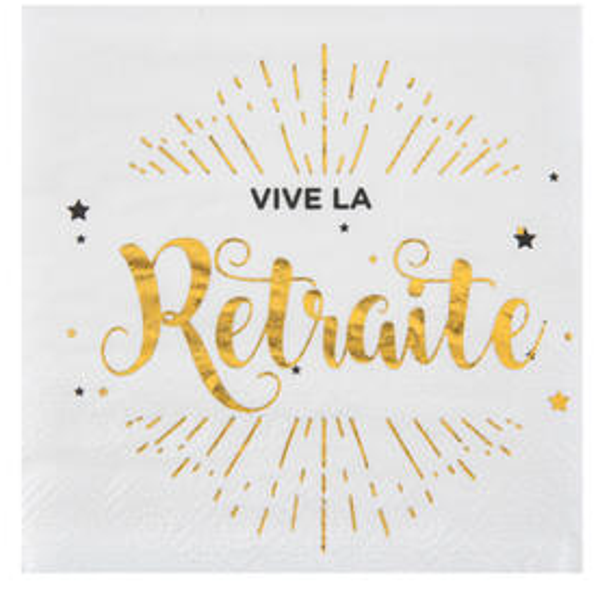 20 serviettes "Vive la retraite"