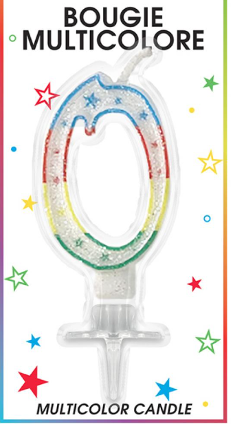 Bougie chiffre multicolore