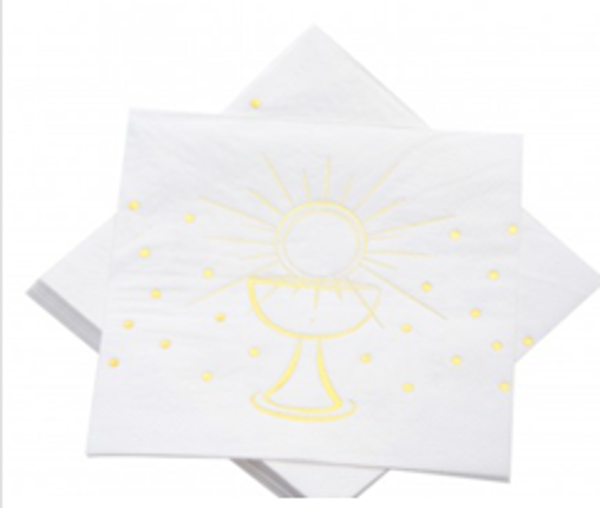 20 serviettes or métal communion