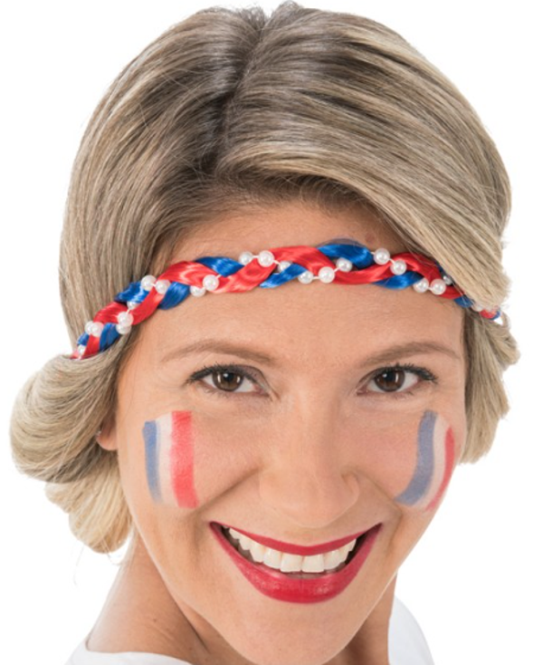 Bandeau natte et perles supporter France