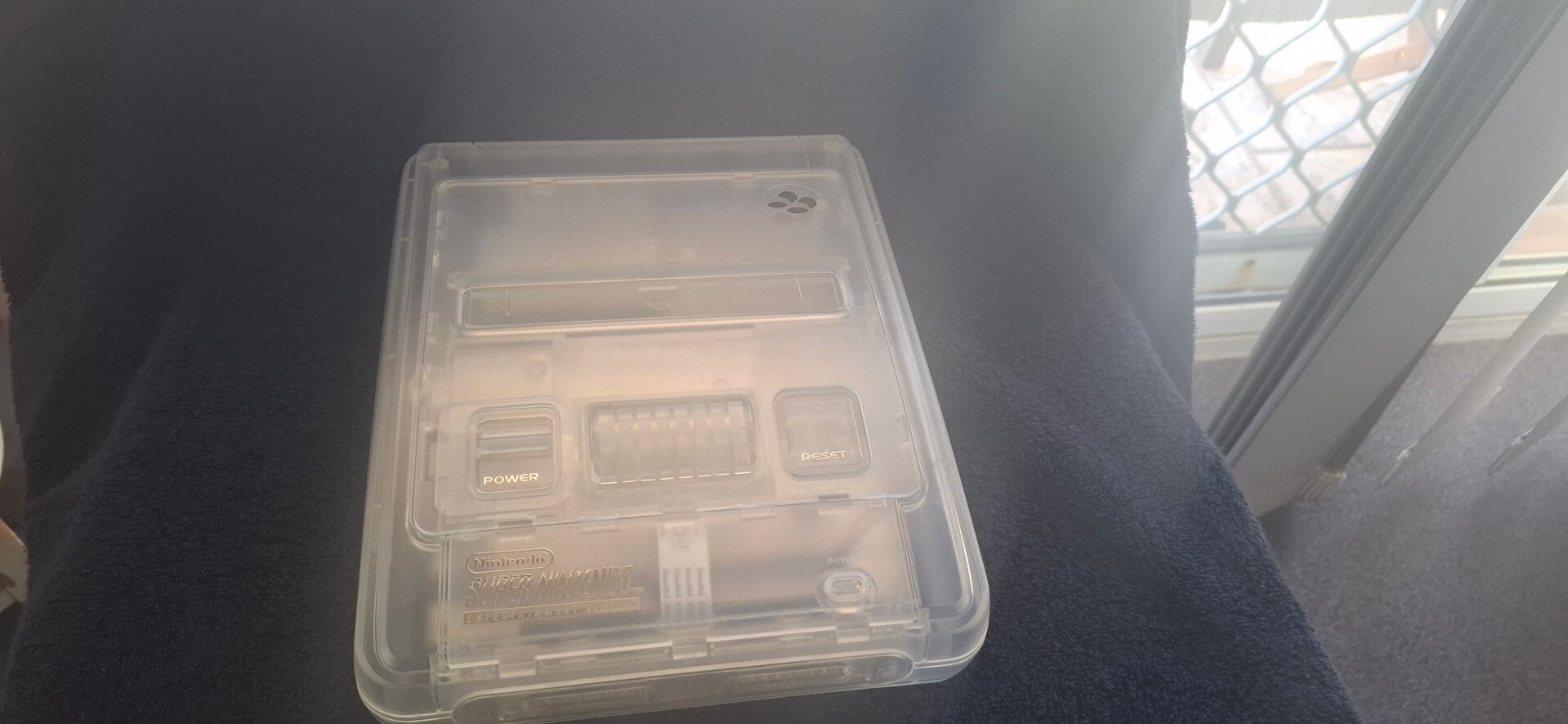Super Nintendo PAL Console with Custom Clear Shell CleanRGB EdgeBuster SuperCIC installed and Recapped