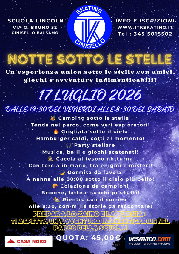 NOTTE SOTTO LE STELLE 2026