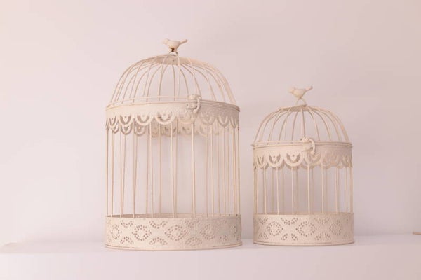 Cages décoratives blanc cassé — set de 2