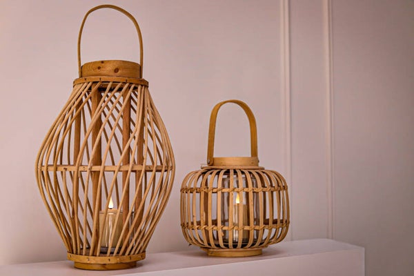 Lanternes en rotin naturel — set de 2
