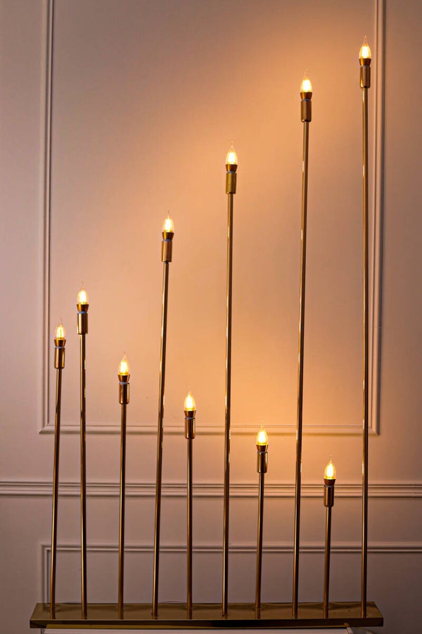 Candélabre lumineux doré — 10 tiges