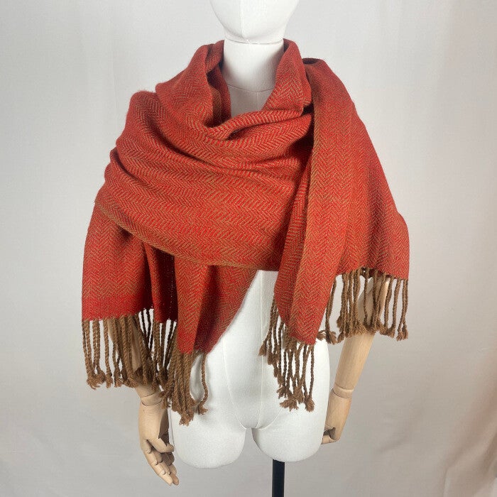 Grande étole chevrons rouge et beige