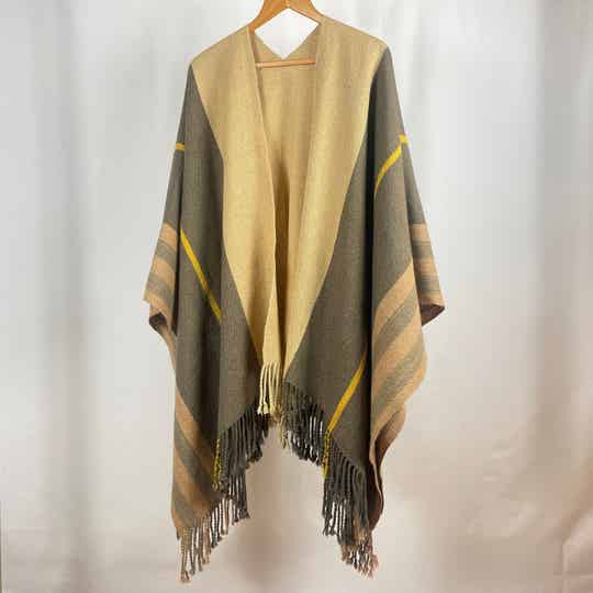 Grand poncho alpaga kaki