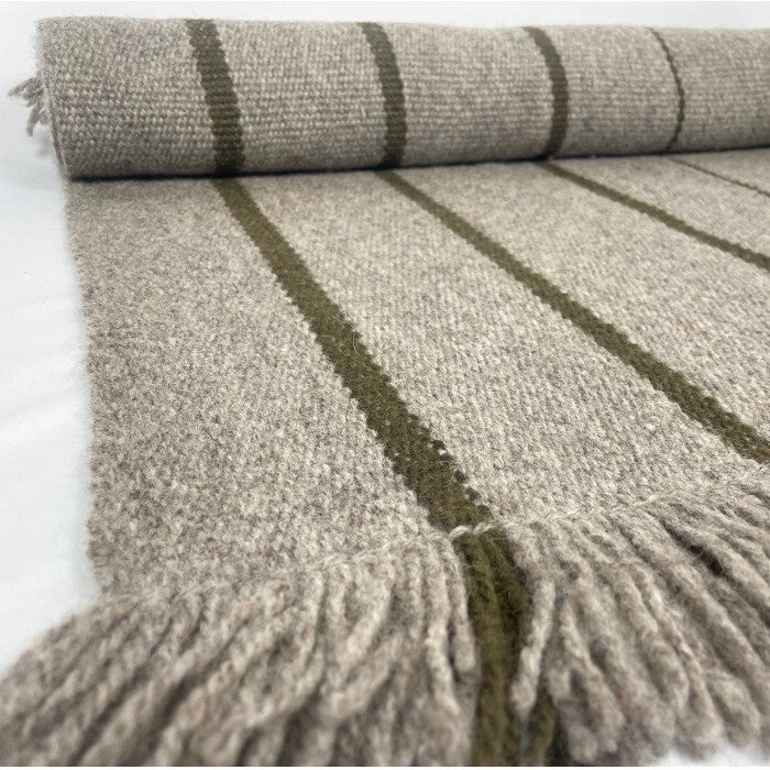 Tapis ou jetée de lit Mapuche grise et kaki