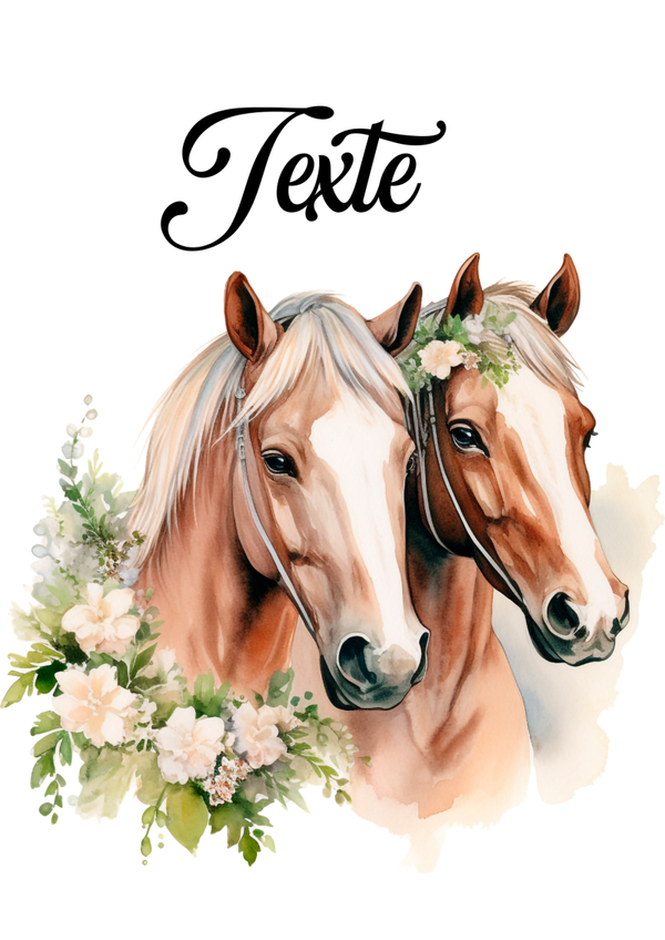 Chevaux - Fleurs