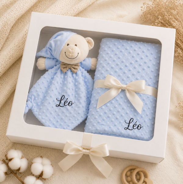 Coffret Naissance - Doudou & Couverture personnalisés