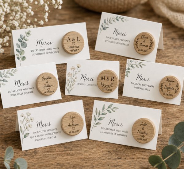 Marque-place personnalisé avec bouchon – Cadeau invité mariage