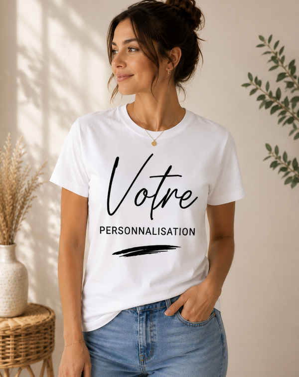 Tee-shirt femme personnalisé – Prénom, Texte, Logo ou Photo