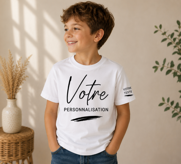 Tee-shirt enfant personnalisé – Prénom, Texte, Logo ou Photo
