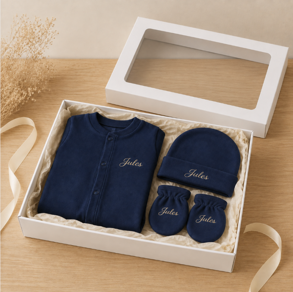 Coffret naissance personnalisé 3 pièces – Bébé 0-3 mois