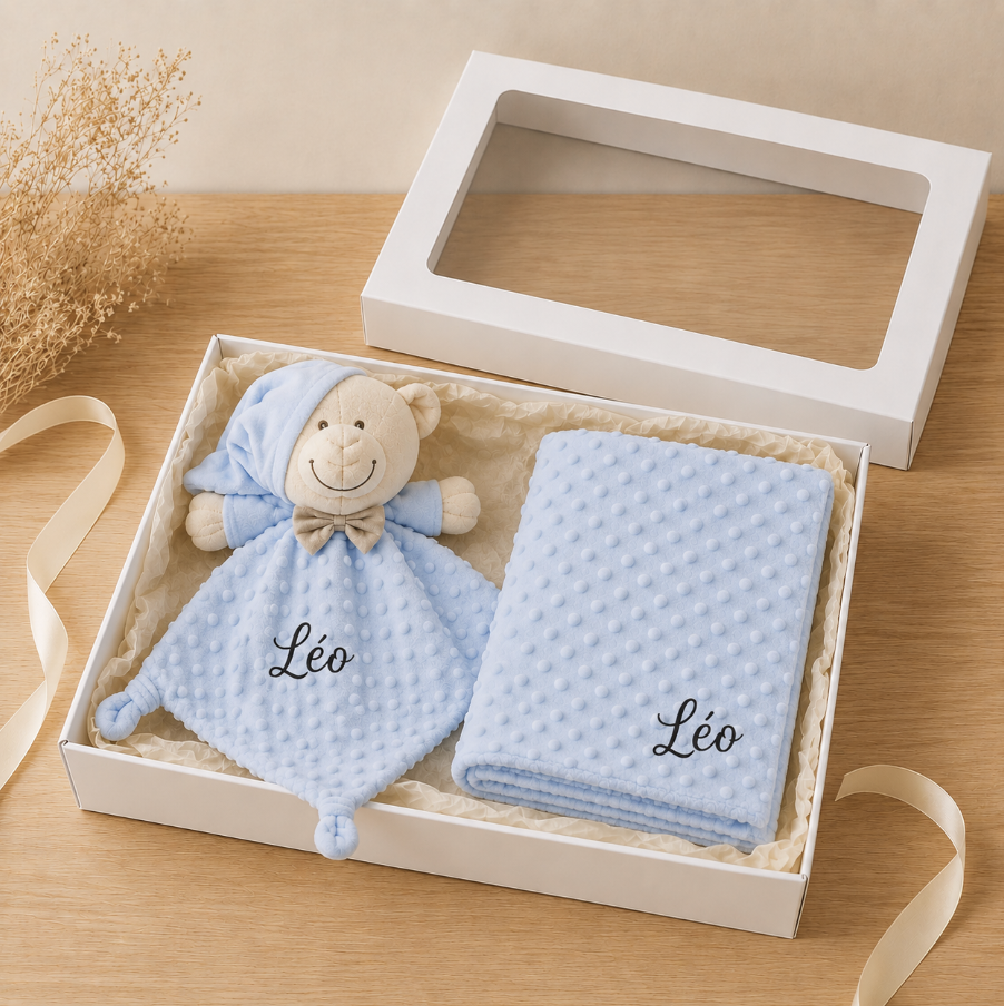 Coffret Naissance - Doudou & Couverture personnalisés
