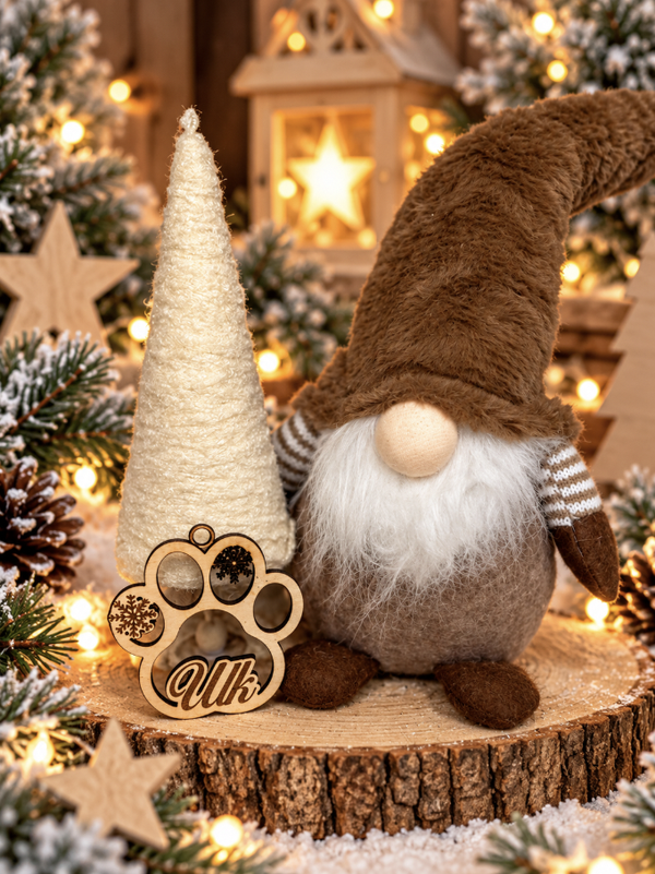 Décoration de Noël patte personnalisée en bois – Chien & chat