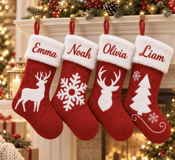 Chaussette de Noël personnalisée avec prénom – 4 motifs