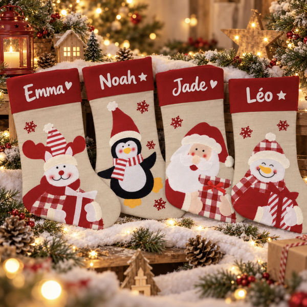 Chaussette de Noël personnalisée – Personnages festifs
