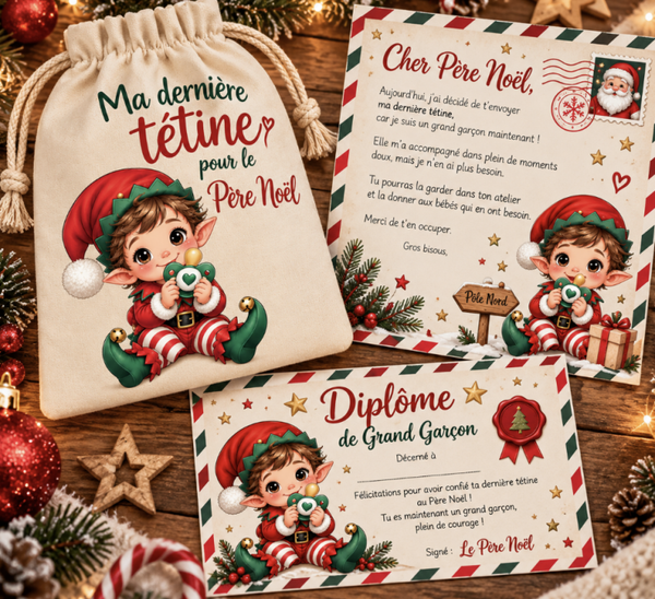 Kit Ma dernière tétine pour le Père Noël – Pochon, lettre et diplôme