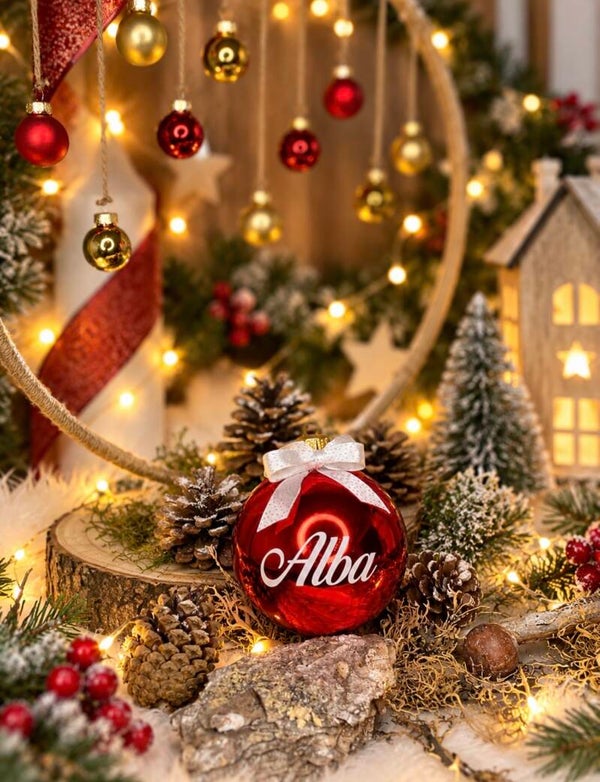 Boule de Noël brillante personnalisée avec prénom