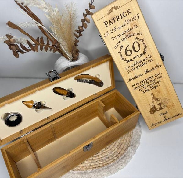 Coffret à vin entièrement personnalisable en bambou
