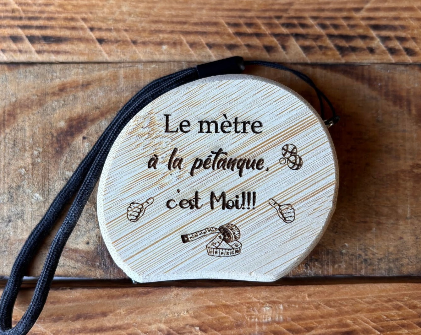 Mètre ruban 2m pour pétanque "Le mètre de la pétanque c'est moi"