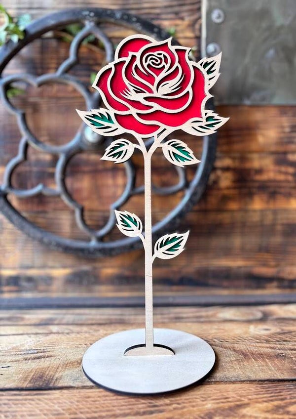 Rose droite sur socle