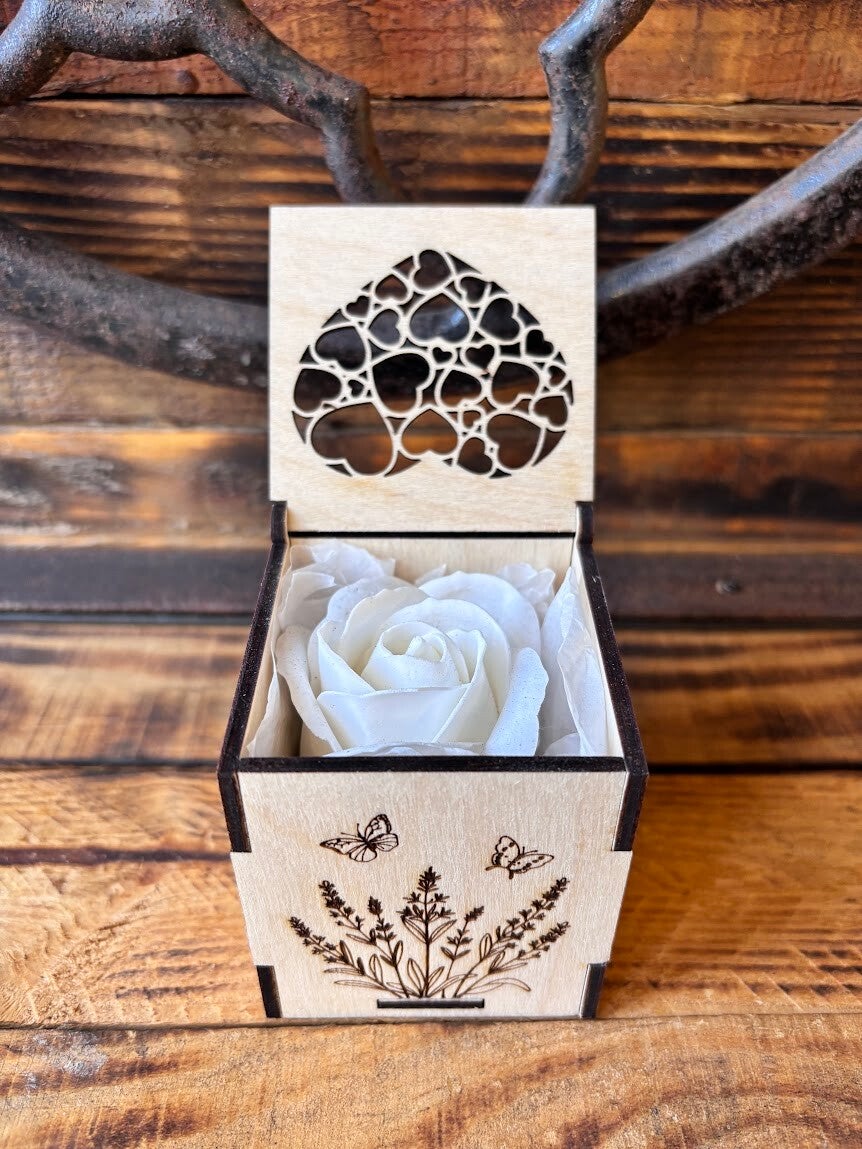 Mini Coffret de rose de savon "Déco provençale"