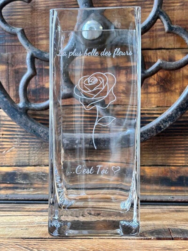 Vase "la plus belle des fleurs, c'est toi"
