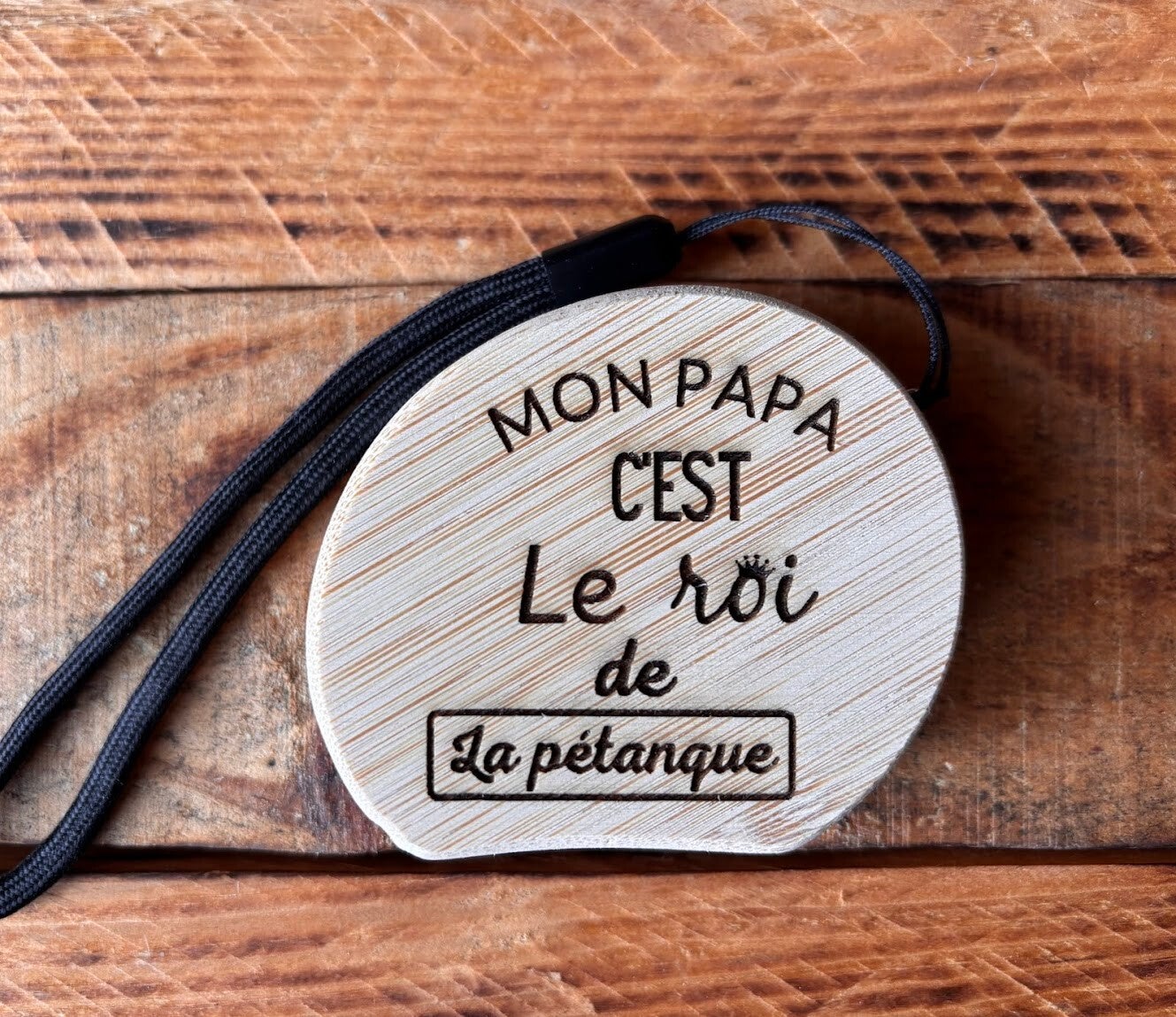 Mètre ruban 2m pour pétanque "Mon Papa c'est le Roi de la pétanque"