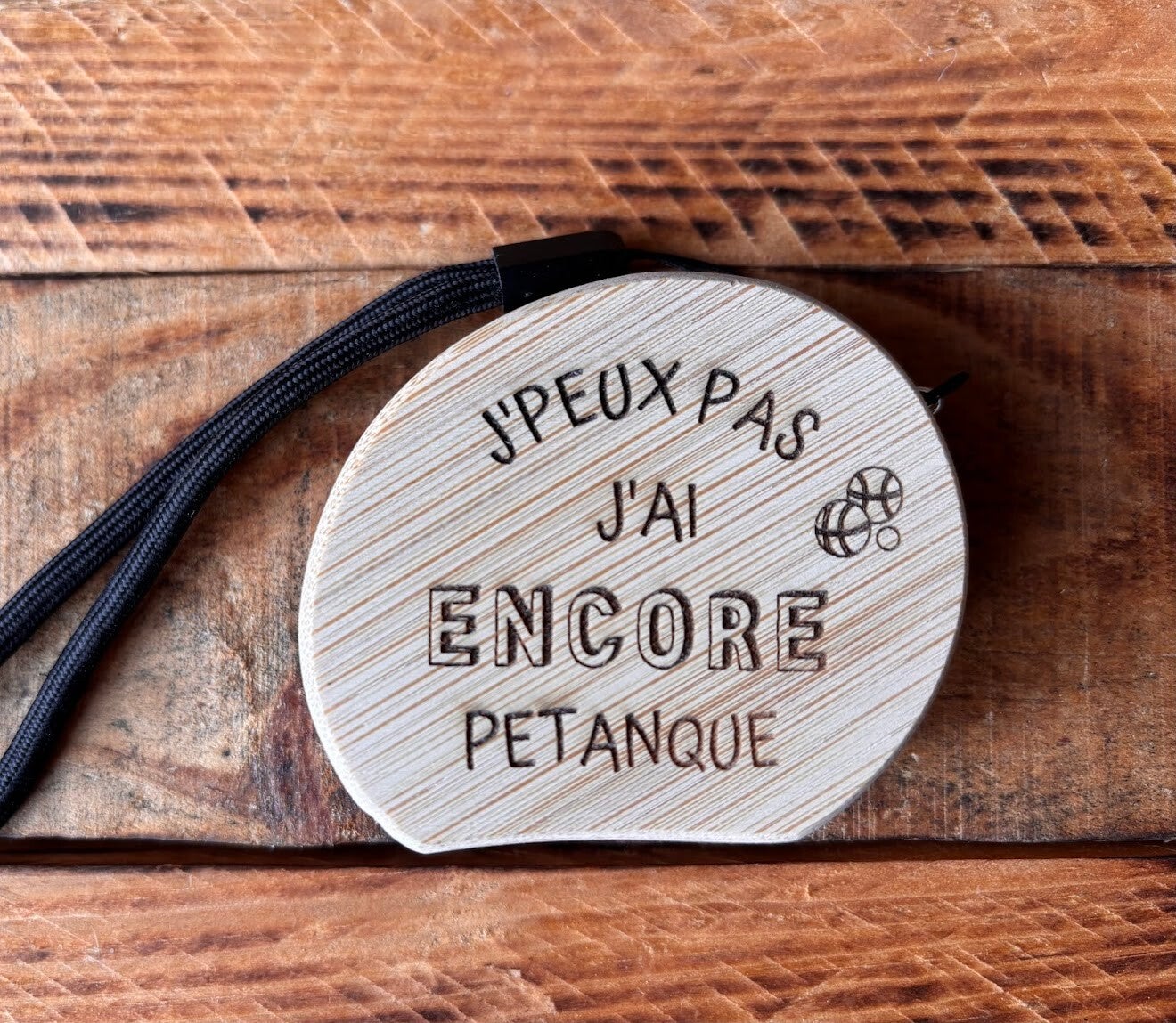 Mètre ruban 2m pour pétanque "Je peux pas j'ai encore pétanque"