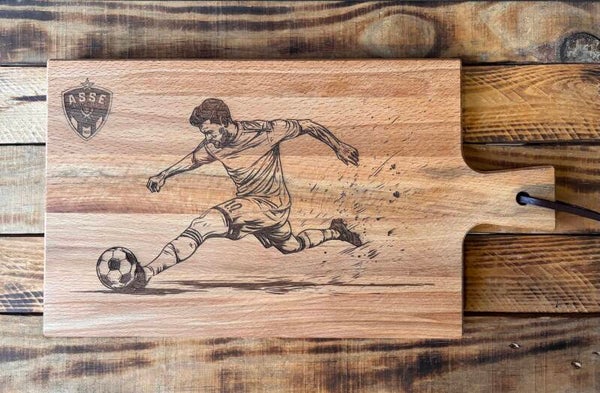 Planche à découper en Bois de hêtre, huilée « Foot, ASSE »