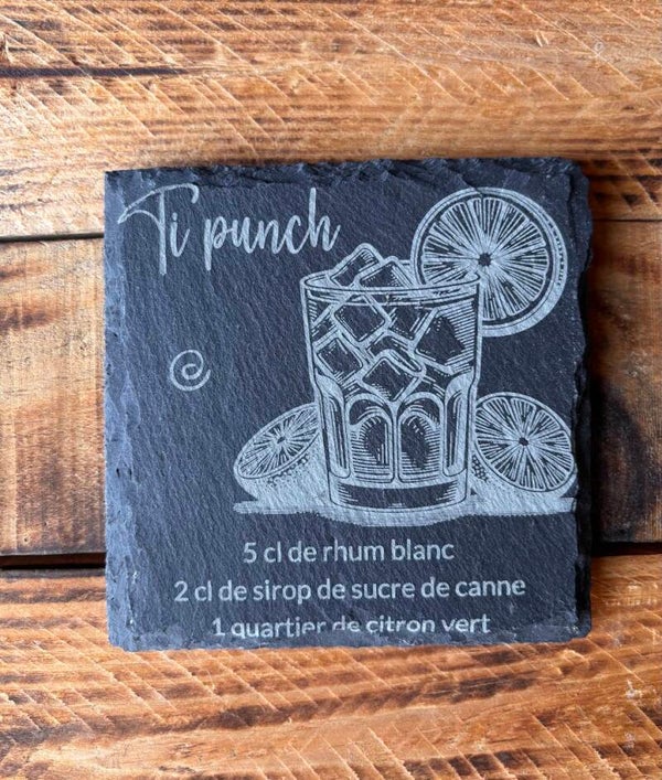 Sous verre ardoise cocktail "Ti Punch"