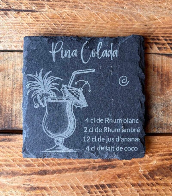 Sous verre ardoise cocktail "Pina Colada"