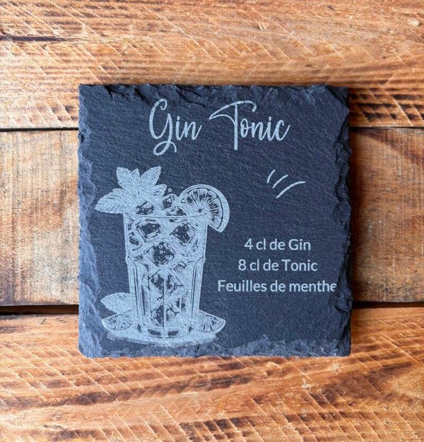 Sous verre ardoise cocktail "Gin Tonic"