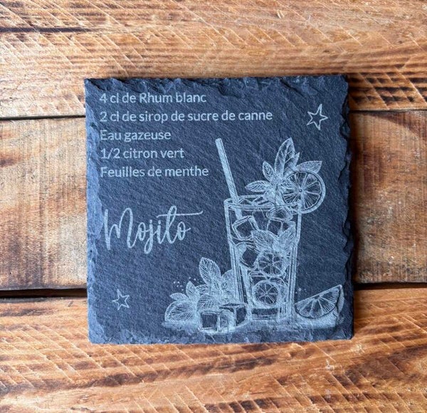 Sous verre ardoise cocktail "Mojito"