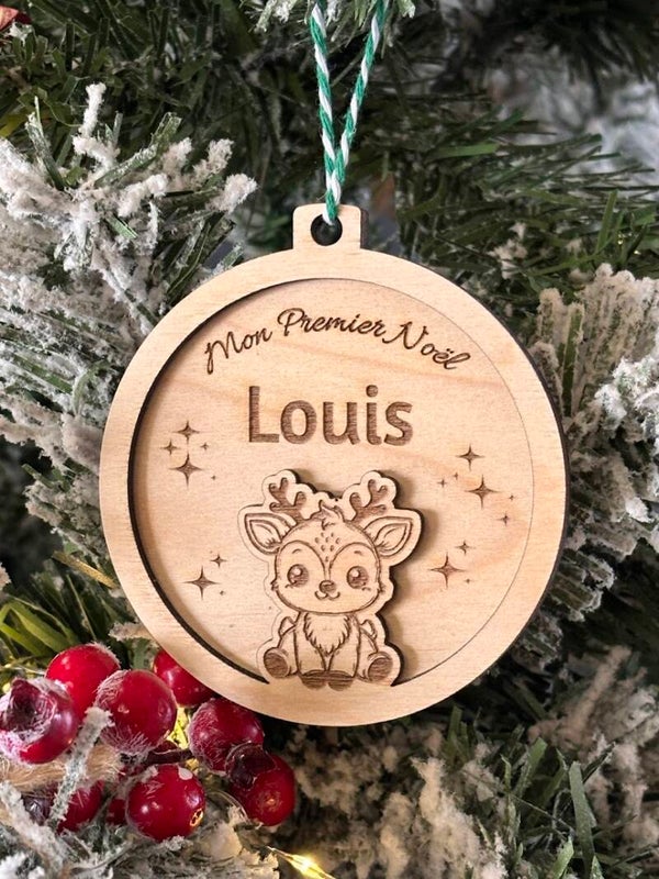 Boule de Noël petit renne "Mon Premier Noël"