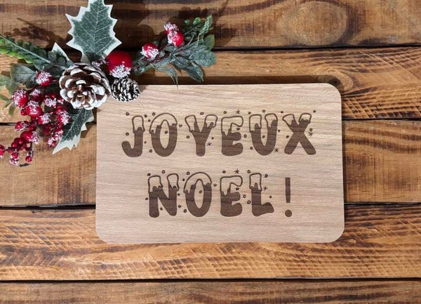 Mini Planche à découper en Bois de hêtre « Joyeux Noël »