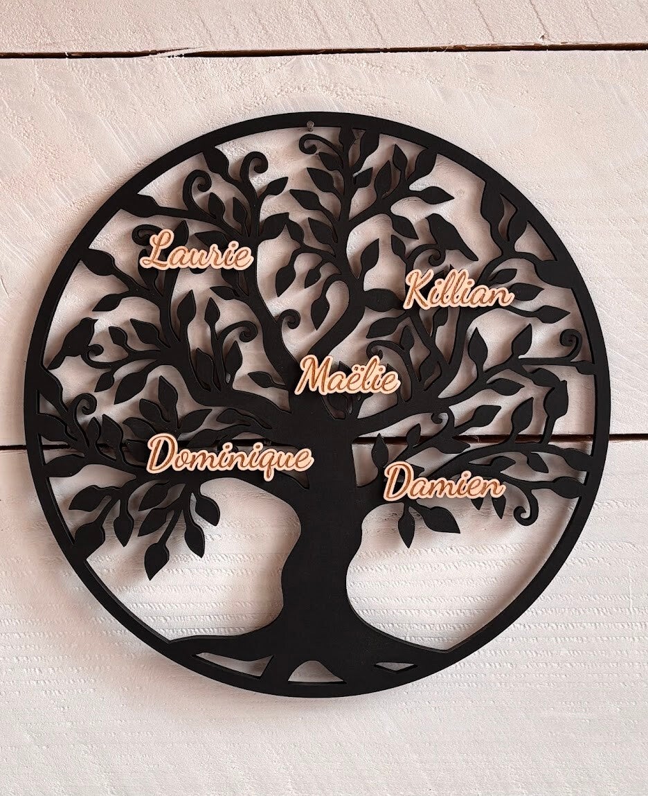 Arbre de vie à personnaliser 30 cm, prénoms détourés