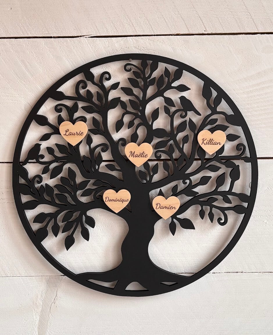 Arbre de vie à personnaliser 50 cm, prénoms coeur